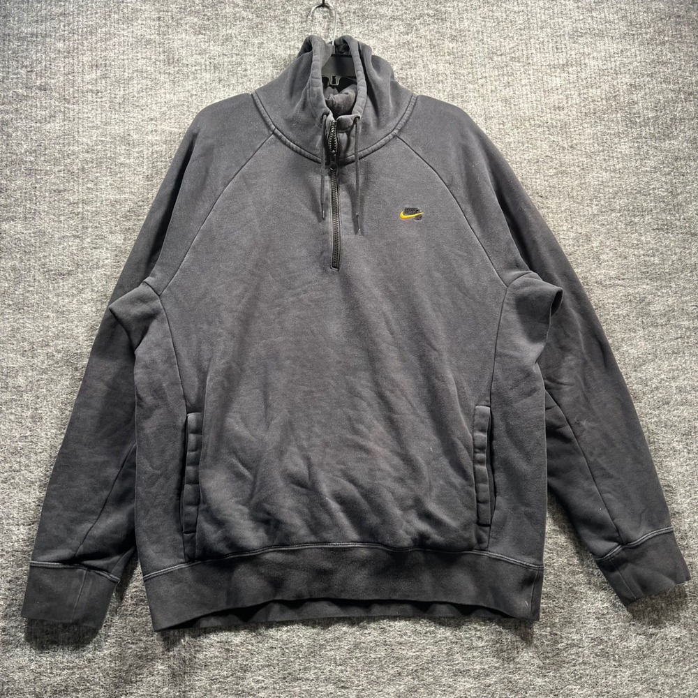 Nike SB Mens XL Quarter Zip Hoodie Black Faded Fleece Pullover